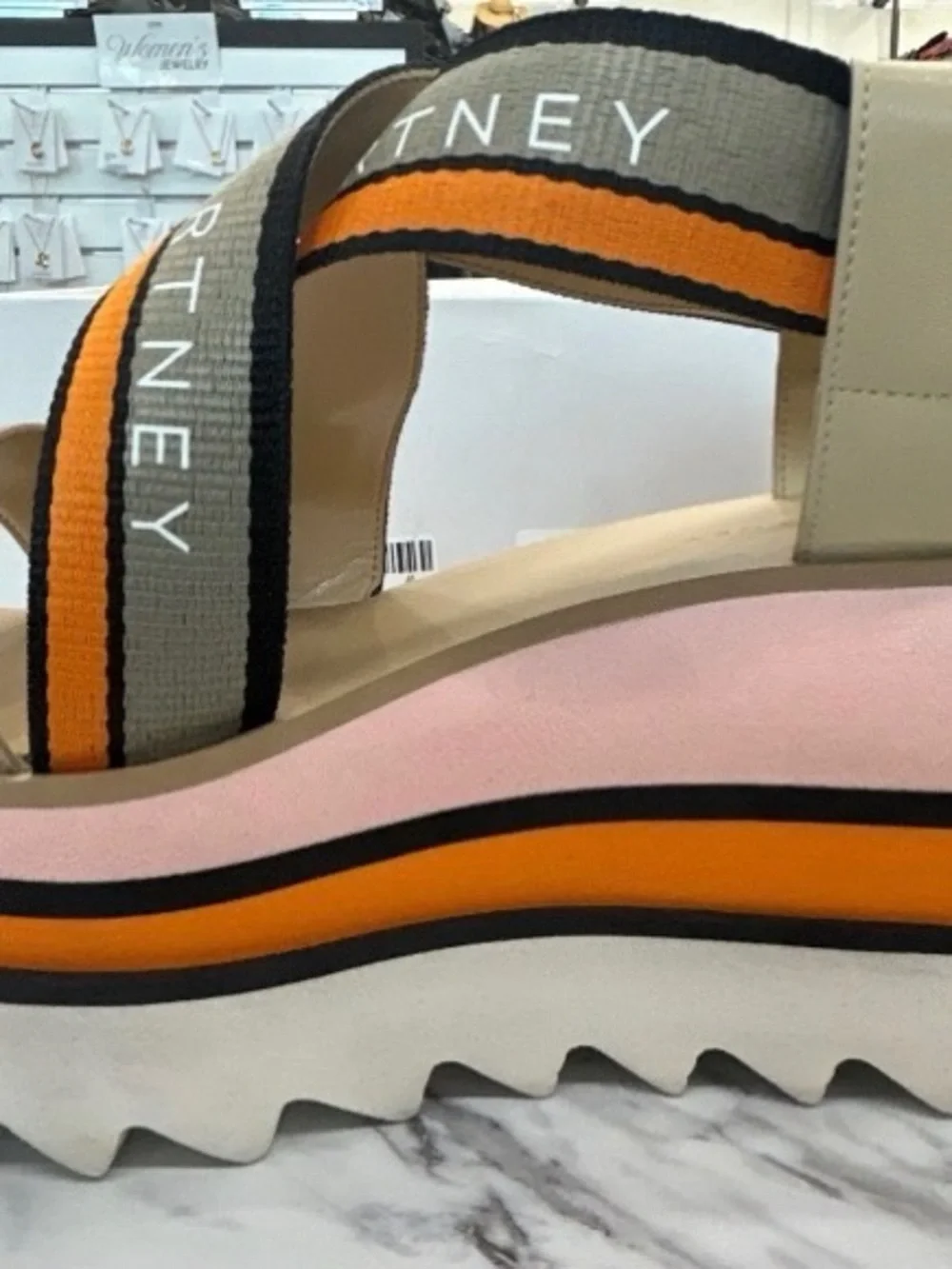 Stella McCartney Pink, Orange & Beige Platform Sandal